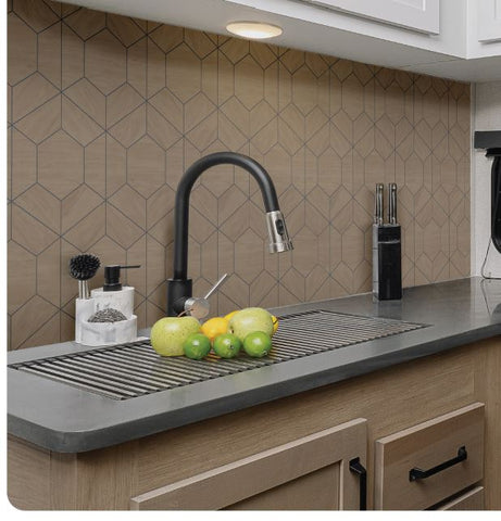GENESIS PROD 494039 WOODEN OAK HEXAGON BACKSPLASH KIT 1