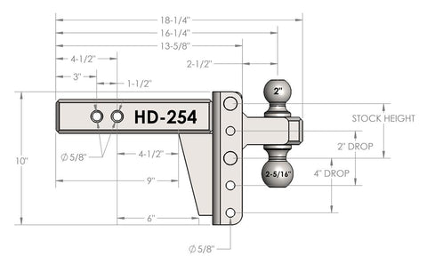 2.5' HEAVY DUTY 4' DROP/RISE