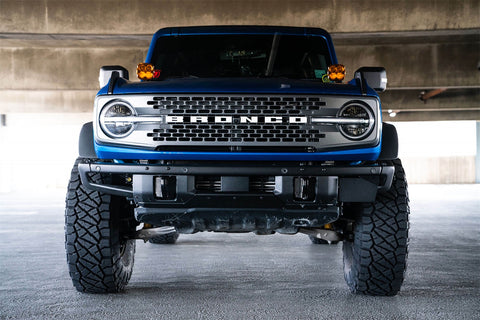 DV8 Offroad LPBR-02 Front license plate relocation bracket places to the side of bumper.