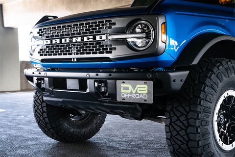 DV8 Offroad LPBR-02 Front license plate relocation bracket places to the side of bumper.