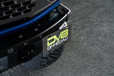 DV8 Offroad LPBR-02 Front license plate relocation bracket places to the side of bumper.