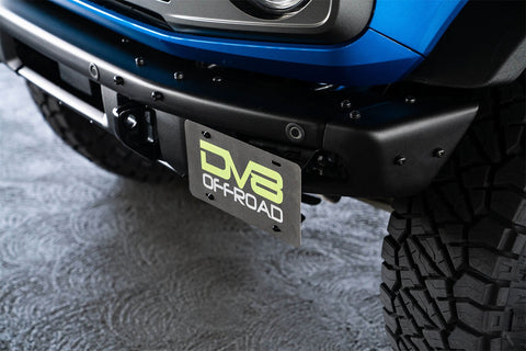 DV8 Offroad LPBR-02 Front license plate relocation bracket places to the side of bumper.