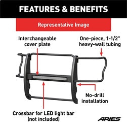 ARIES P1053 - Pro Series Black Steel Grille Guard, Select Jeep Wrangler JL, Gladiator