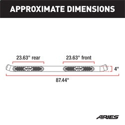 ARIES S223006 - 4 Black Steel Oval Side Bars, Select Ford Excursion, F-250, F-350 Super Duty