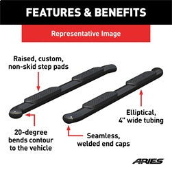 ARIES S223016 - 4-Inch Oval Black Steel Nerf Bars, Select Ford F-150