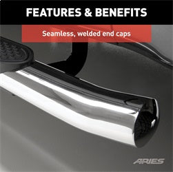 ARIES S224054-2 - 4 Polished Stainless Oval Side Bars, Select Silverado, Sierra 1500 Extended Cab