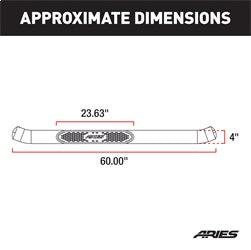 ARIES S225039-2 - 4 Polished Stainless Oval Side Bars, Select Dodge, Ram 1500, 2500, 3500