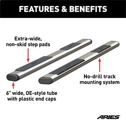 ARIES S2891 - 6 x 91 Polished Stainless Oval Side Bars (No Brackets)