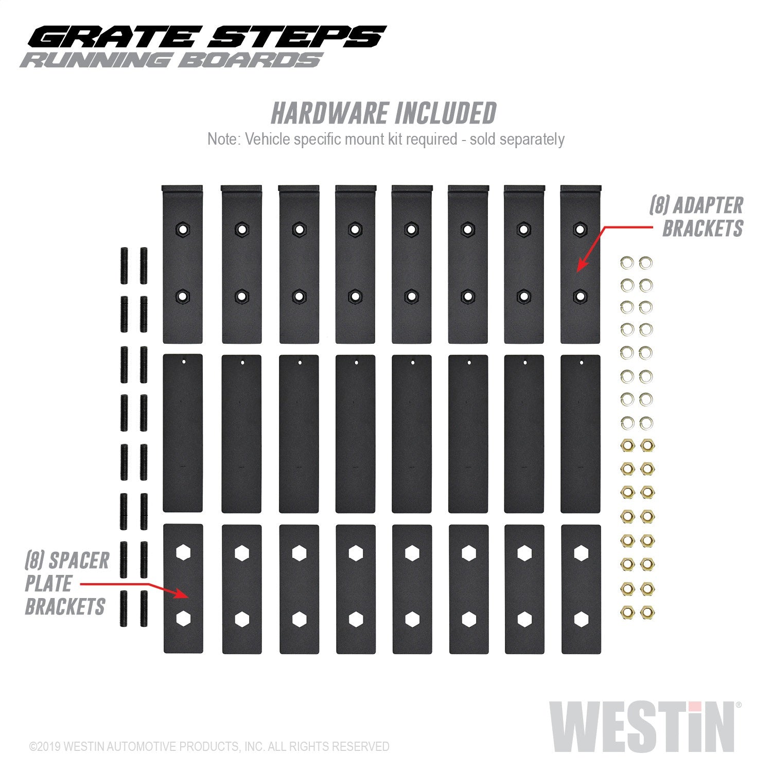 Westin 27-74725 - Grate Steps Running Boards Textured Black 75 in