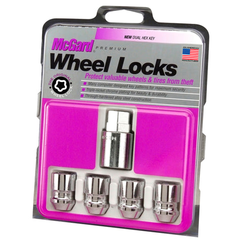 McGard Wheel Lock Nut Set - 4pk. (Cone Seat) M12X1.5 / 19mm & 21mm Dual Hex 1.28in. L Chrome