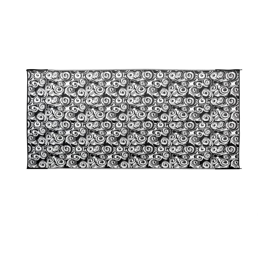 Camco 42843 Patio Mat 16 Foot x 8 Foot Charcoal Swirl Mold and Mildew Resistant Material Reversible Fabric
