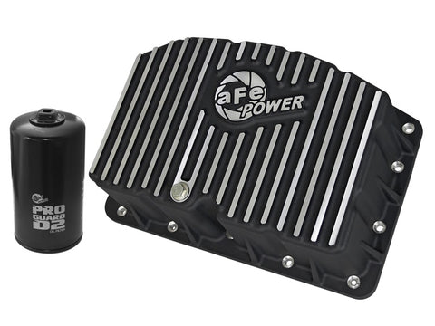 aFe 46-70322 Pro Series Engine Oil Pan Black w/Machined Fins 11-16 Ford Powerstroke V8-6.7L (td)